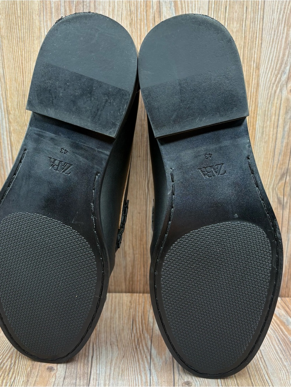 Zara Mens Penny Loafers Classic Leather Black Slip On EU 43 - Picture 7 of 8